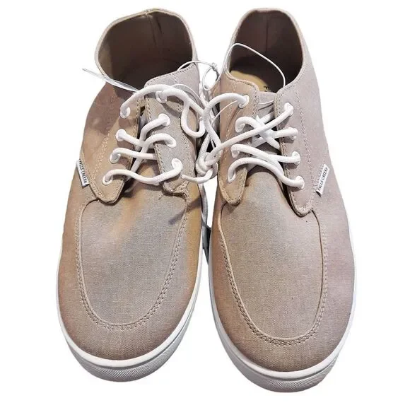 New Men Casual Beige Canvas Shoes Size 11 - Picture 2 of 7